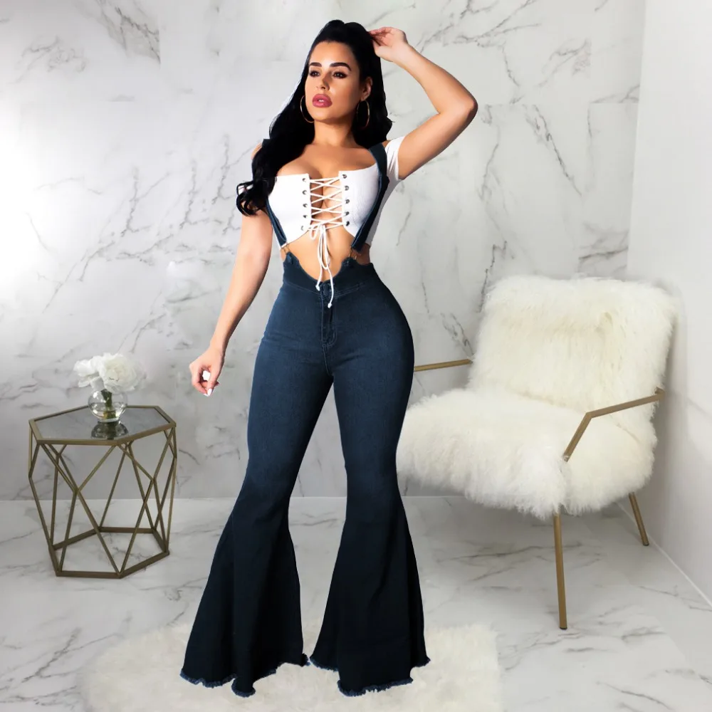 wide leg denim jumpsuit