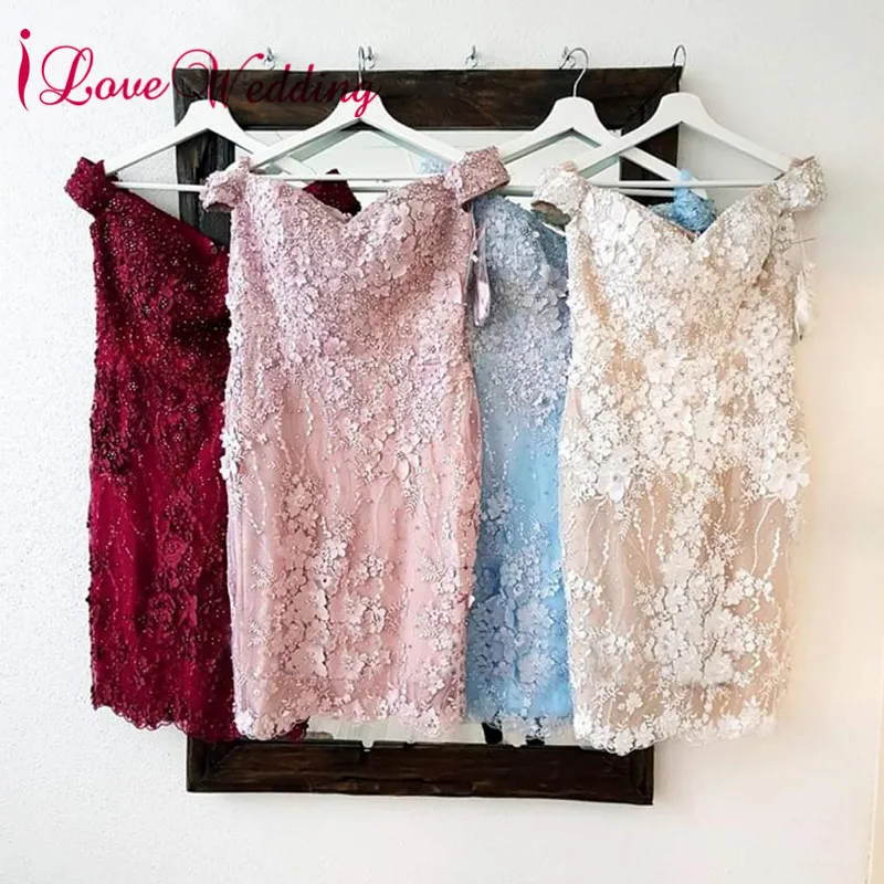 New Arrival Cocktail Dresses Off the Shoulder Lace Applique Custom made Short Party Dress | Свадьбы и торжества