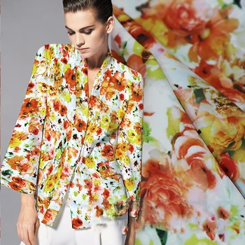 

2016 orange flower card rutin print dress fabrics such as skirts dust coat
