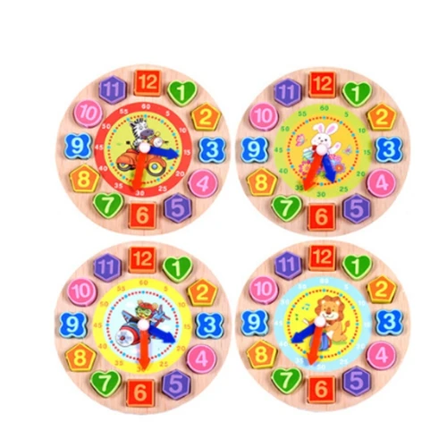 

Cartoon Wooden Math Toys Colorful Puzzle Digital Geometry Clock Baby Educational Wooden Clock beads string of beads toys