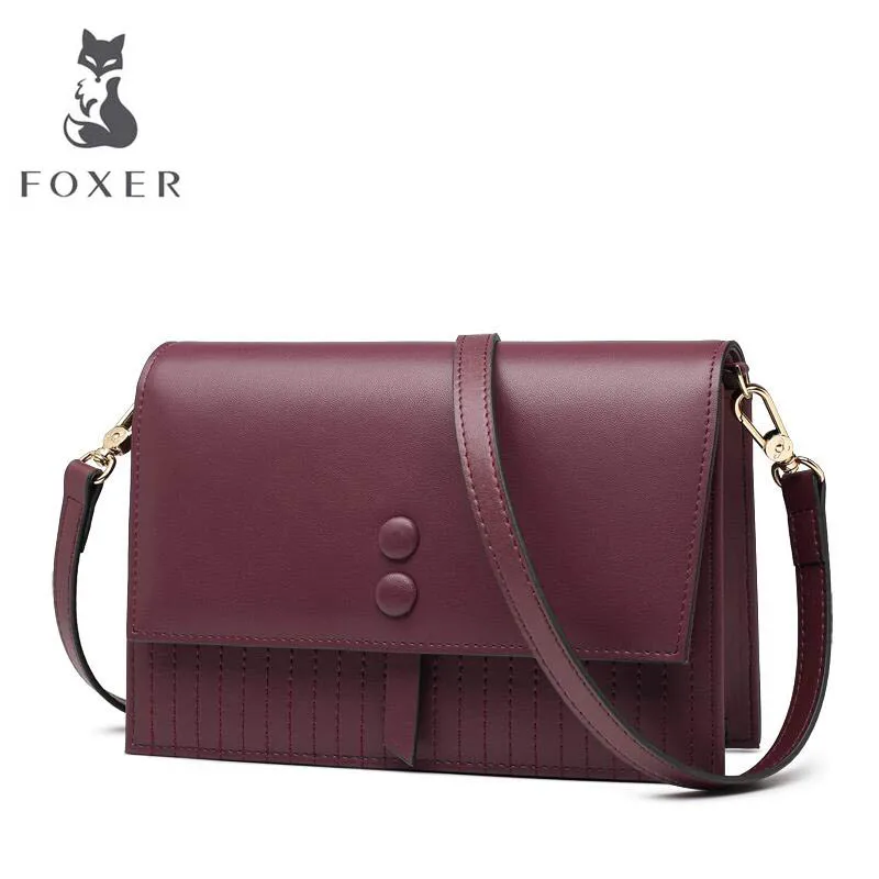 

FOXER luxury fashion simple Messenger bag female 2019 new retro shoulder bag simple wild summer small square bag