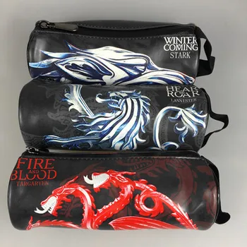 

Kawaii Pen Pencil Box Leather Zipper Pencil Key Coin Bag Wallet Games of Thrones World of Warcraft Purse