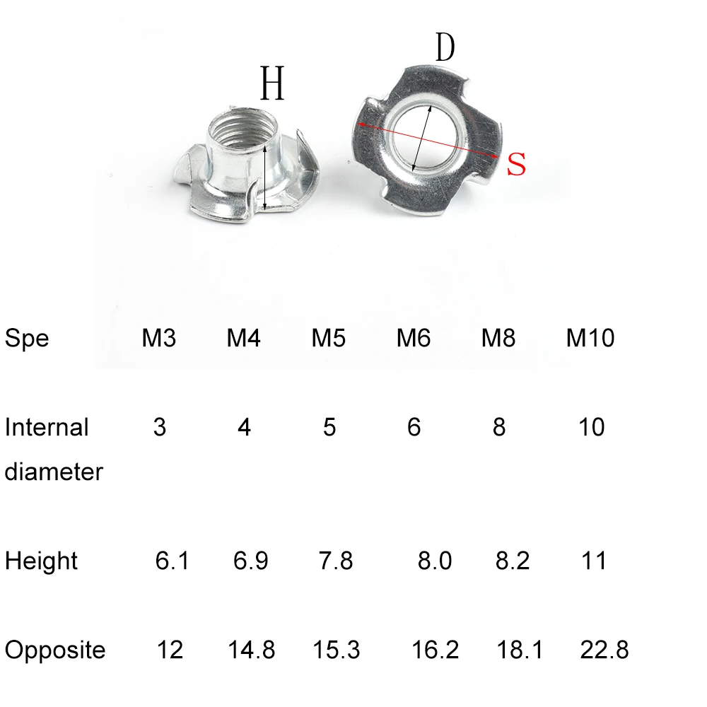10 шт. M3 M4 M5 M6 M8 M10 оцинкованная четыре когти гайка спикер гайка Т-образная гайка глухая зубчатая тройник гайка мебельная фурнитура