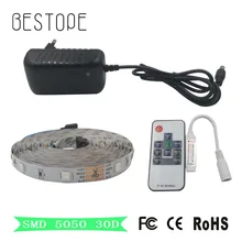 4M 5M 8M 10M NON Waterproof 30leds/M SMD 5050 RGB LED Strip Flexible Diode Tape DC 12V LED Ribbon Ledstrip for Home Decoration