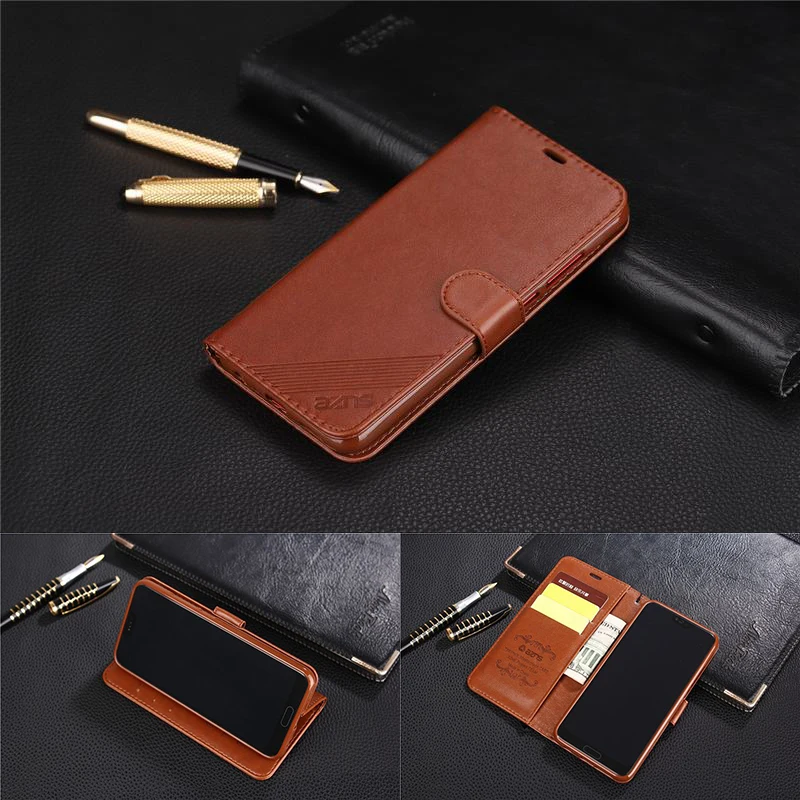 

Cover Case For Huawei Y6 2018 Honor 7A Pro 5.7 inch Luxury Magnetic Flip Vintage Wallet Leather Phone Bag on AUM-L29 Plain Shell