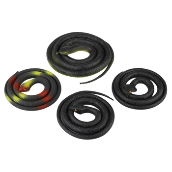 

4 Pcs Reative Gift Realistic Soft Rubber Toy Snake Safari Garden Props Joke Prank Gift Novelty And Gag Playing Jokes Toy
