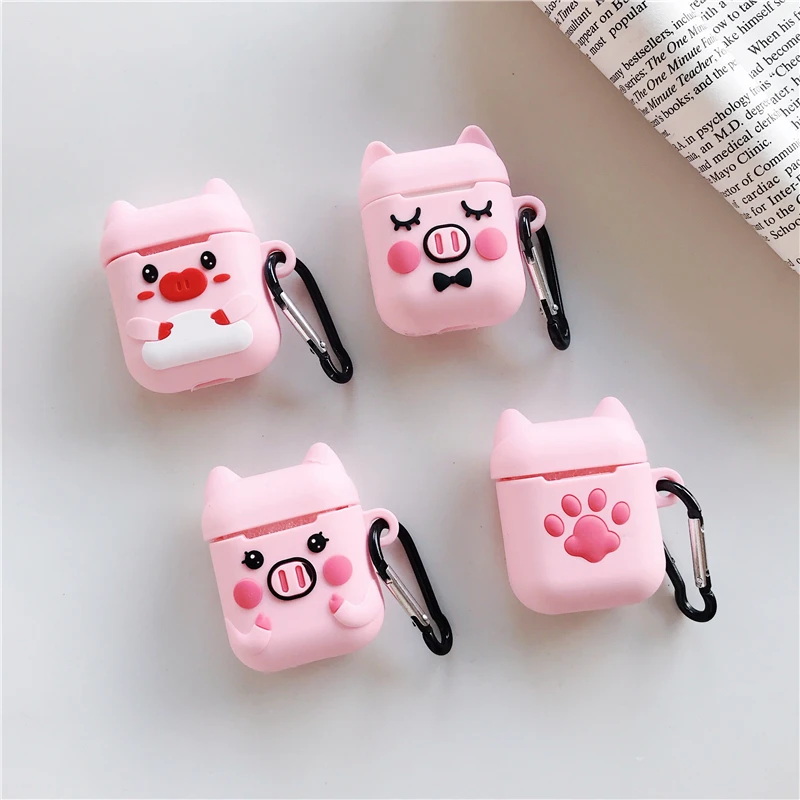 

Cartoon 3D Cute Pig Cat Wireless Bluetooth Earphone silicone Case For Apple AirPods2 1 Silicone Charging