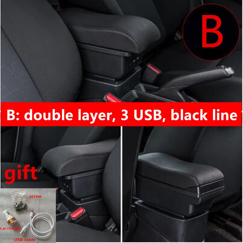 For kia picanto Armrest box central Store content box with cup holder ashtray with USB interface