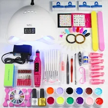 Горячий дизайн ногтей 12 цветов УФ Гель-лак для ногтей Светодиодная УФ-лампа для ногтей сушилка маникюрный набор для дизайна ногтей лак с лампой и пилками для ногтей