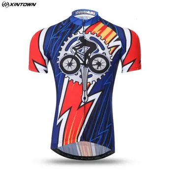 

XINTOWN Men Team Bike Jerseys Blue Bicycle Cycling Jersey Clothing Riding mtb Clothes Pro Bike Top Shirts Breathable