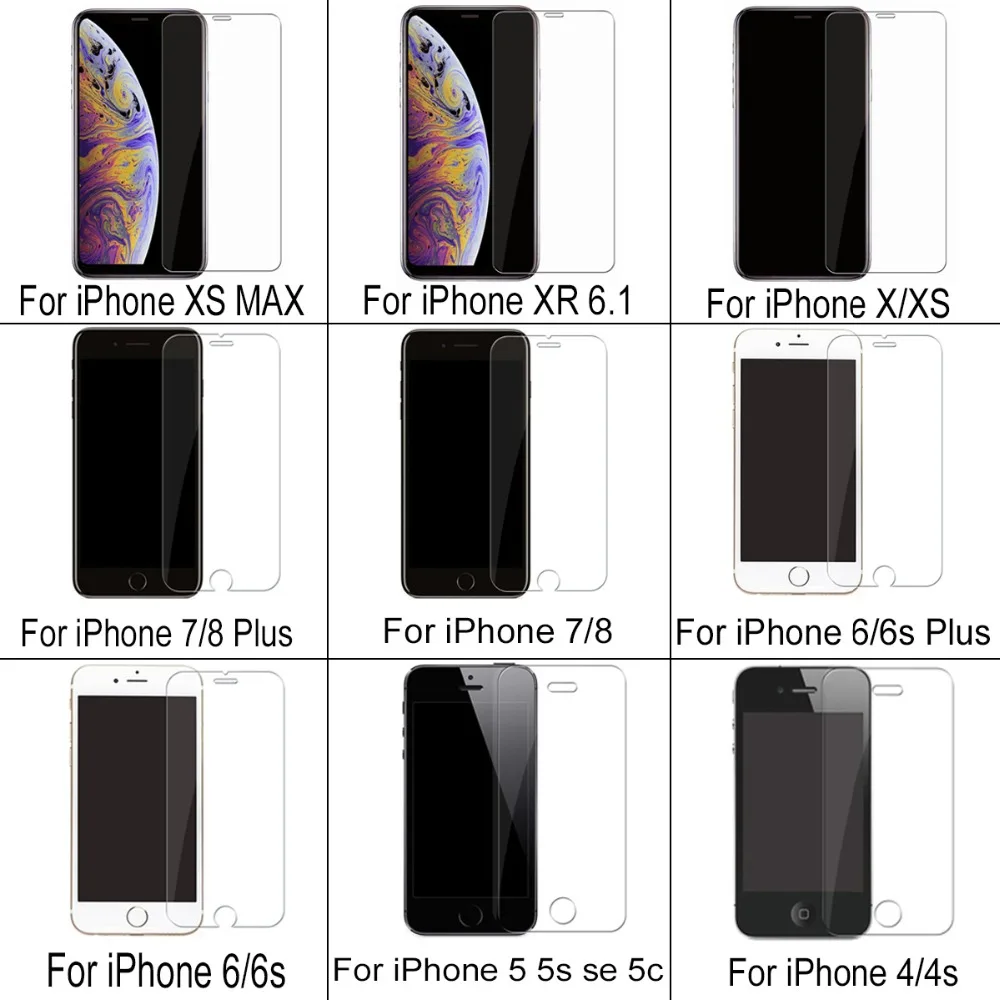 10 шт./лот закаленное стекло для iphone 8X7 5 5s SE 2020 2 6 6s 4 Взрывозащищенная защитная