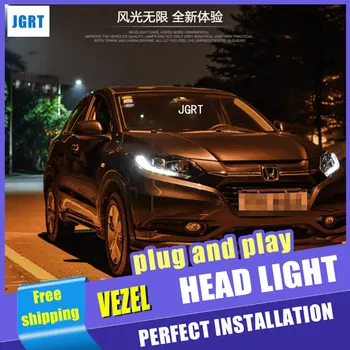

Car Styling For Honda HRV headlight assembly For VEZEL HRV LED head lamp Angel eye led front light H7 with hid kit 2 pcs.