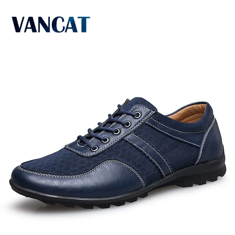 

VANCAT Big Zize 37-47 Breathable Italian Designers Men Leather Shoes Luxury Brand Mesh Men's Flats Shoes Sapatos Masculino