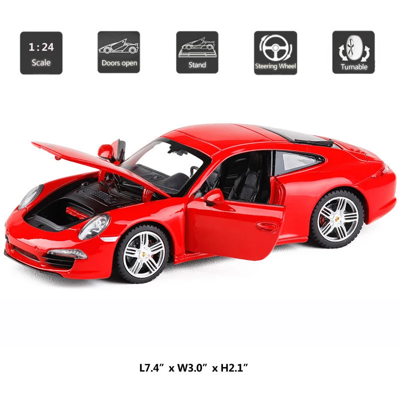 Модель автомобиля HOMMAT 1:24 911 Carrera S Спортивная модель из сплава Коллекционные