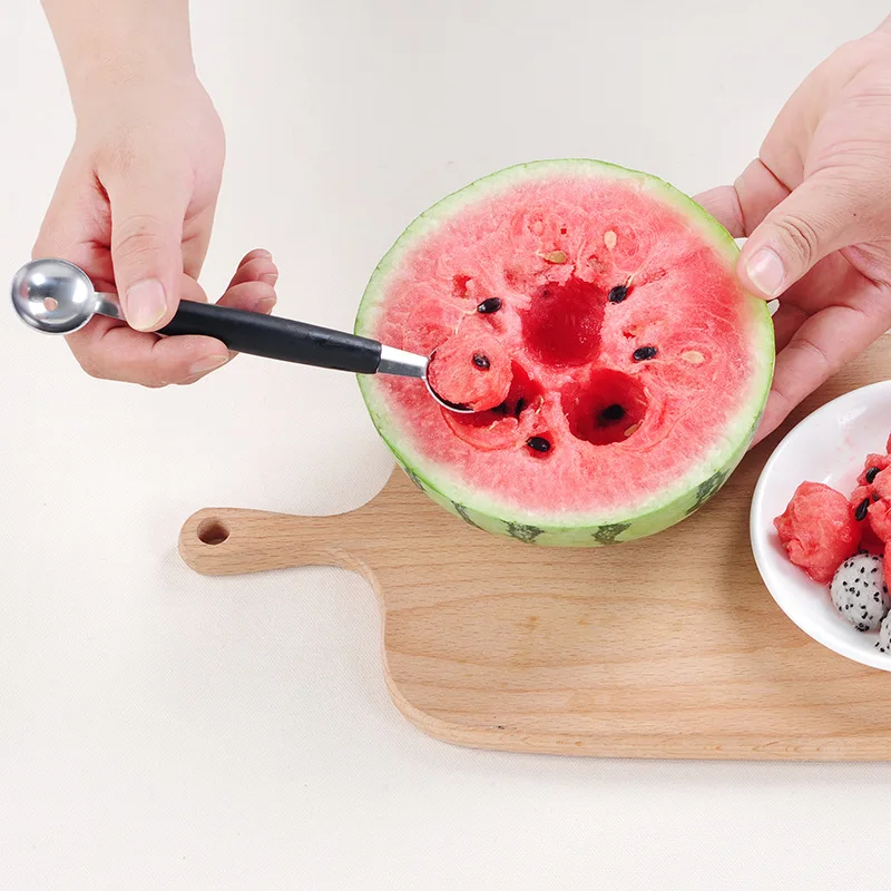 Double head stainless steel watermelon digging ball Multifunctional fruit spoon digging ball spoon Ice cream spoon dropship 0801