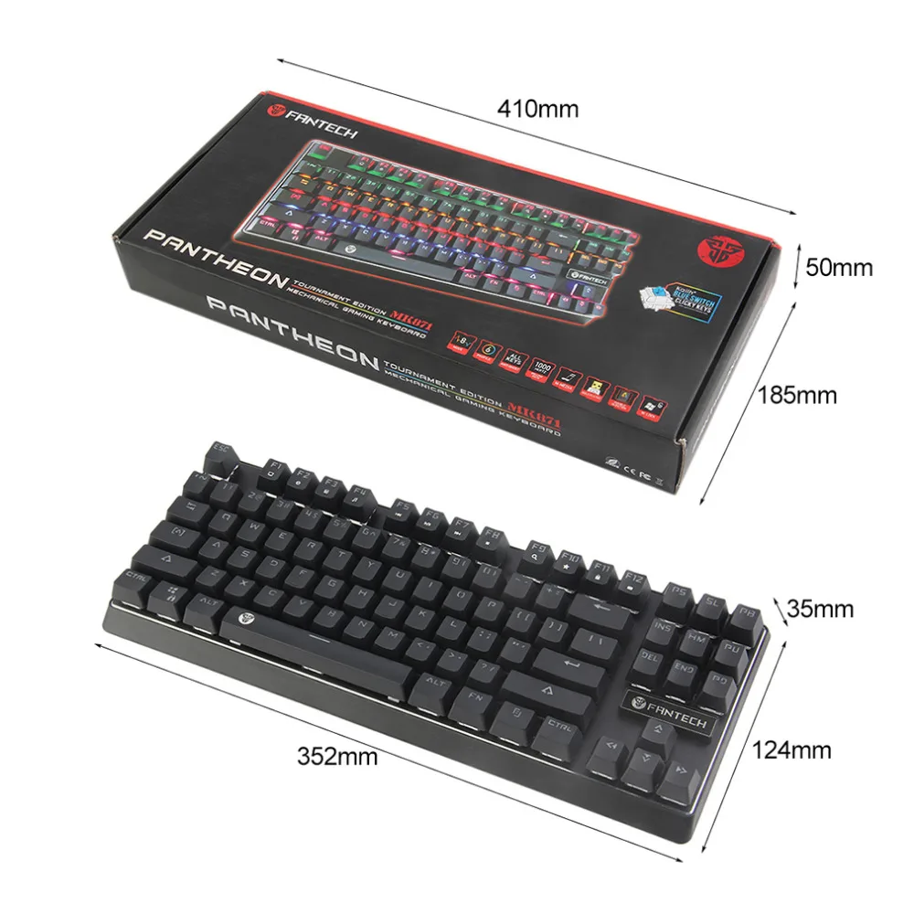 RGB Механическая игровая клавиатура синий переключатель Chroma Радуга подсветкой 87 ключи Gaming Keyboard anti-ореолы синий переключатель русский