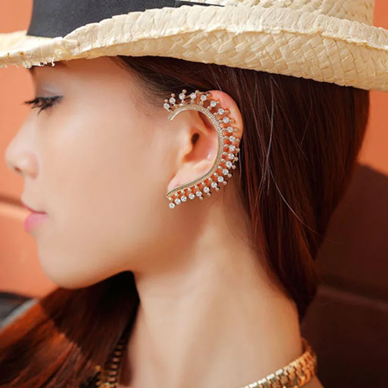 

Women Lady Girl Earring Ear Stud Cuff Wrap Rhinestone Gift Fashion For Party Wedding @M23