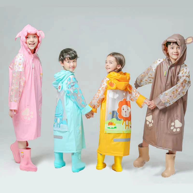 

Child Cartoon Inflatable Cap Poncho Waterproof Cute Rain Coat for Kids Rain Tools At Outdoor YY082