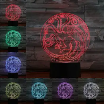 

Game of Throne Iron Dragon 3D Lamp Illusion Night Light LED Bulb USB RGB Multicolor Home Lampara Christmas Gifts For Children