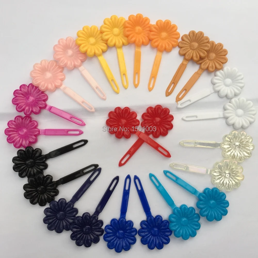 8pairs/PK Plastic Sunflower Barrettes Hair Clips Solid color Hair