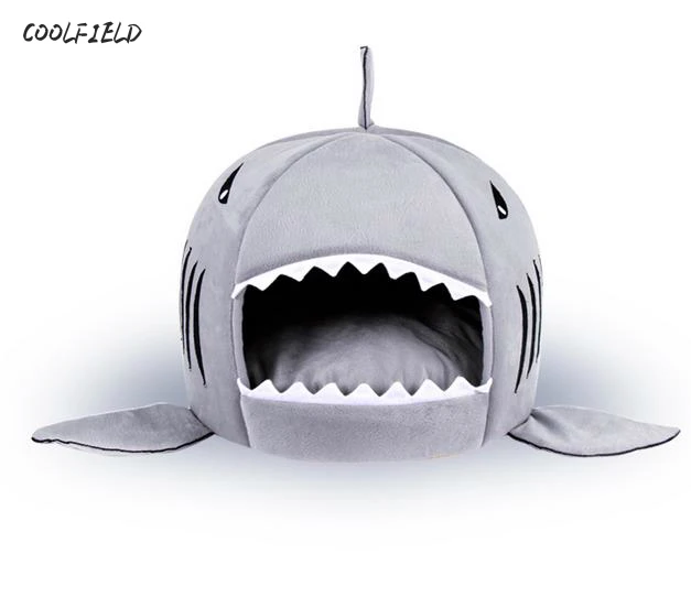 

2017 New Creative Shark Warm Kitten Small Dog Cat Bed House Pet Sleeping Sofa Bed Puppy Pet House With Mat cama de para cachorro
