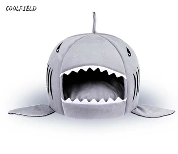 

New Creative Shark Warm Kitten Small Dog Cat Bed House Pet Sleeping Sofa Bed Puppy Pet House With Mat cama de para cachorro
