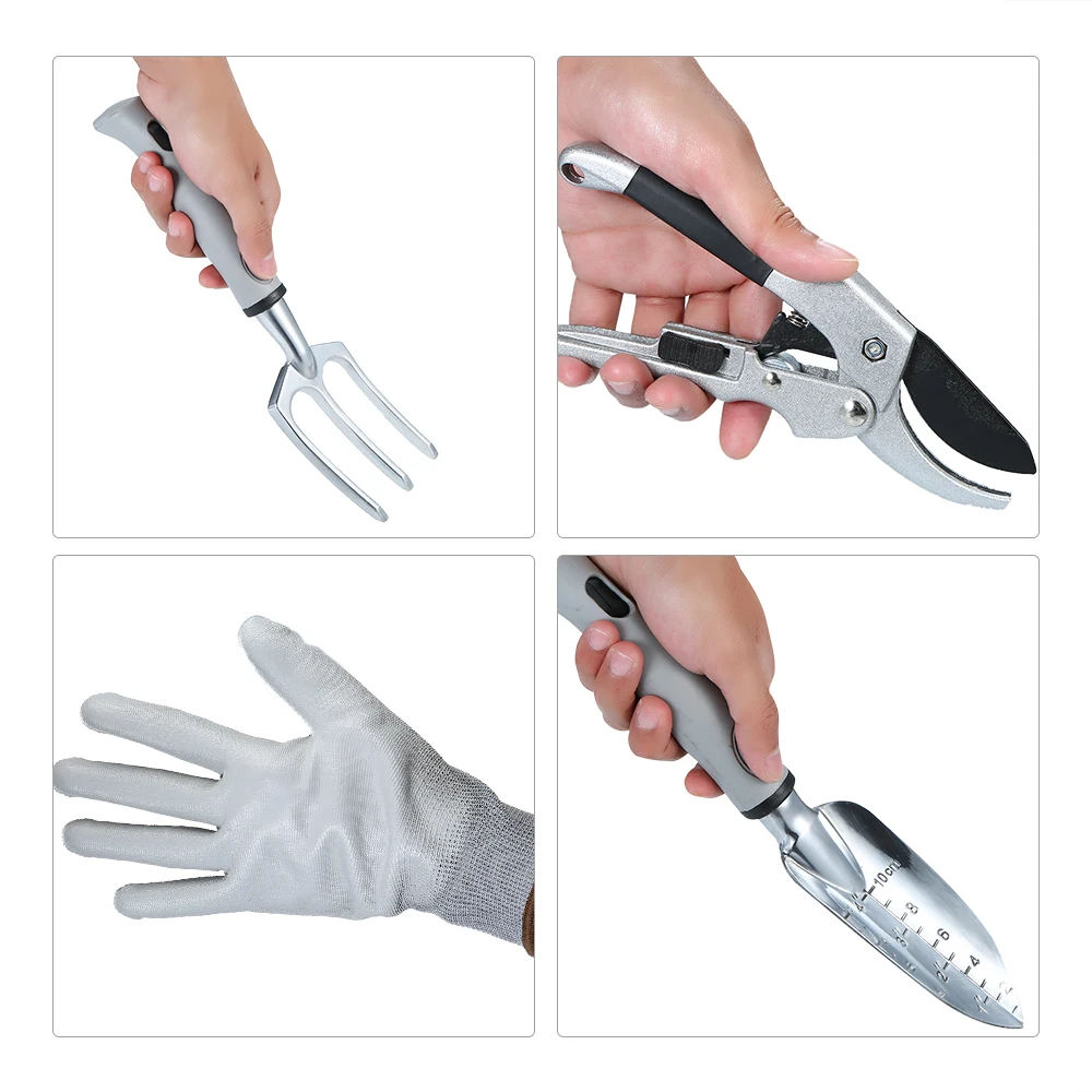 10pcs/set Gardening Tools Set Heavy Duty Gardening Hand Tools Garden Tool Kit Pruning Shears Trowel Hand Fork Gardening Weeder