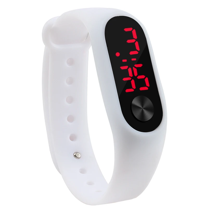 Модный уличный простой спортивный Красный светодиодный цифровой браслет часы для мужчин и женщин красочные силиконовые часы для детей наручные часы подарок