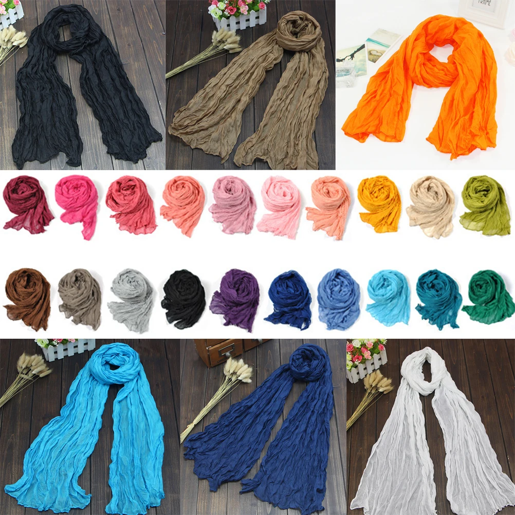 

Fashion Women Voile Long Scarf Autumn Winter Solid Color Lightweight Scarf Sheer Wrap Shawl for Clothes Decoration