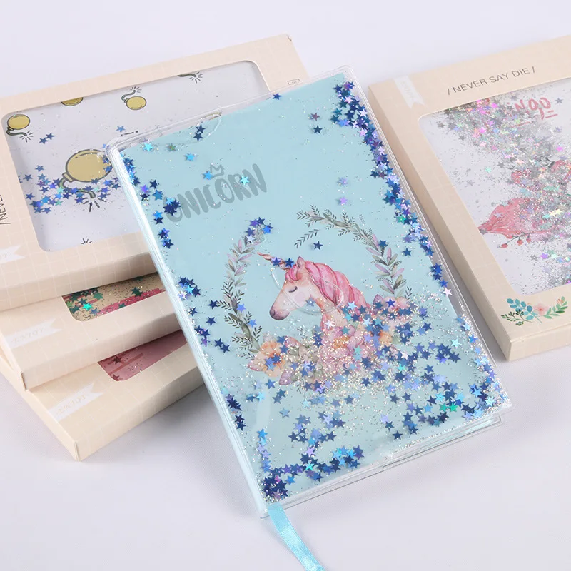 

1pcs New diary book small fresh notebook simple cartoon sequin travel diary plan notebook unicorn notebook diary A6