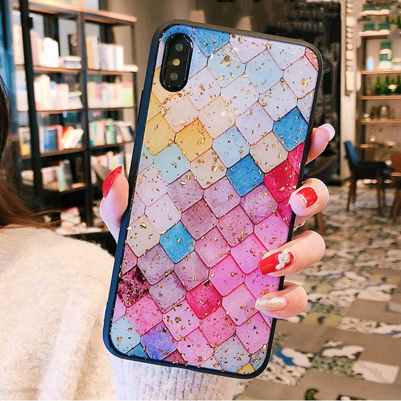 Роскошный Ромбический чехол для телефона iPhone Xs Max Xr X 8 7 6 6S Plus Модный с рыбьей
