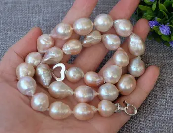 

10x10 jewerly freeshipping Natural Pink Nucleated Flameball pearl necklace