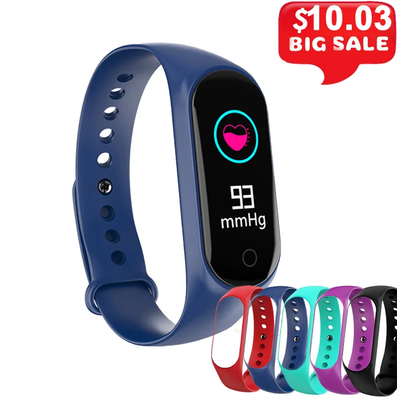 

M3S Smart Bracelet with Strap Heart Rate Blood Pressure Monitor Fitness Tracker Pedometer Wristband Smart Band Sport Smartwatch.