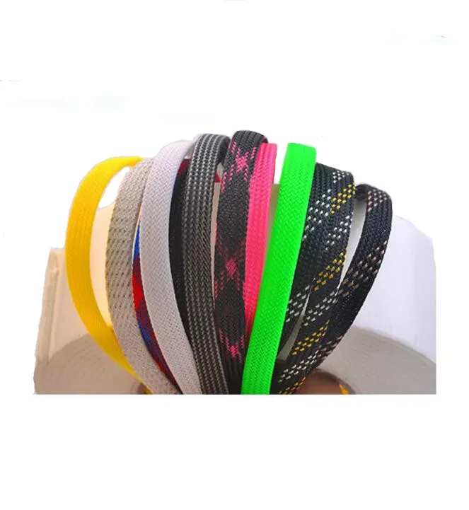 

8mm color Flat PET Sleeves Braided Expandable Cable Wire nylon Sleeving 5M/1LOT