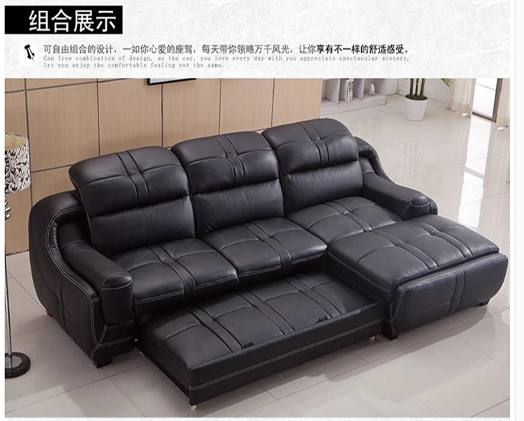 Living Room Sofa set furniture real genuine cow leather sofas bed recliner puff asiento muebles de sala canape L shape sofa cama