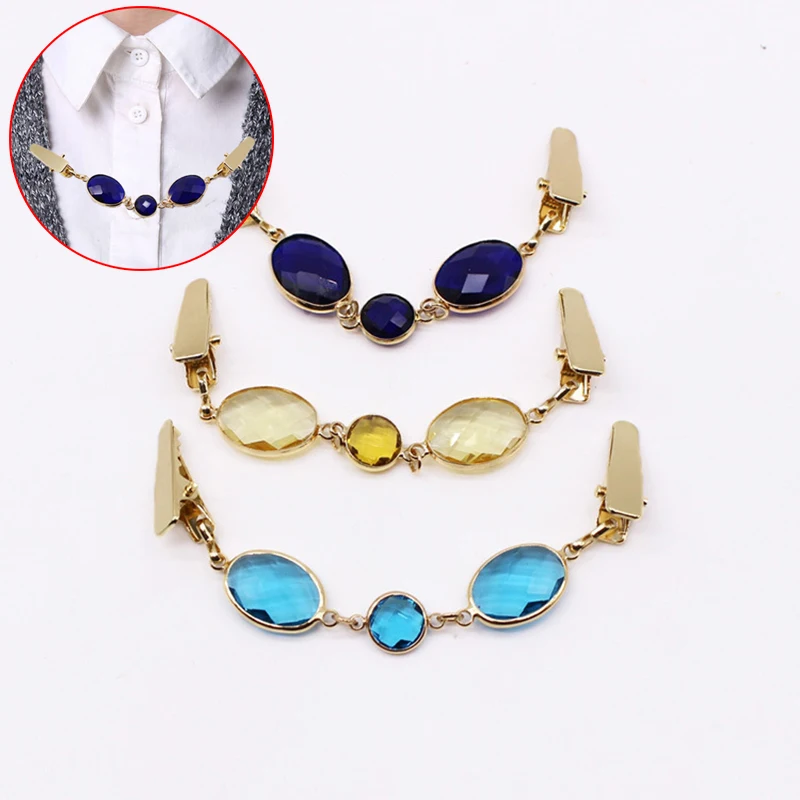 

Fashion Women Crystal Rhinestone Sweater Shawl Clips Cardigan Collar Metal Pin Brooch Clip Holder Wedding Christmas Gift