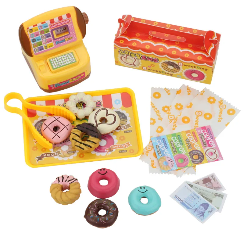 

Plastic Donuts Shop Groceries Toy Food Cash Register Tweezers Funny Pretend Play Set Toys For Children Doughnut