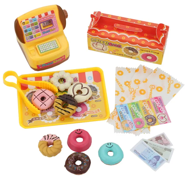 Plastic Donuts Shop Groceries Toy Food Cash Register Tweezers Funny