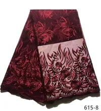 Wine Red African Laces Fabric Embroidered Nigerian French Lace Fabric High Quality 2019 African French Net Lace Fabric 615