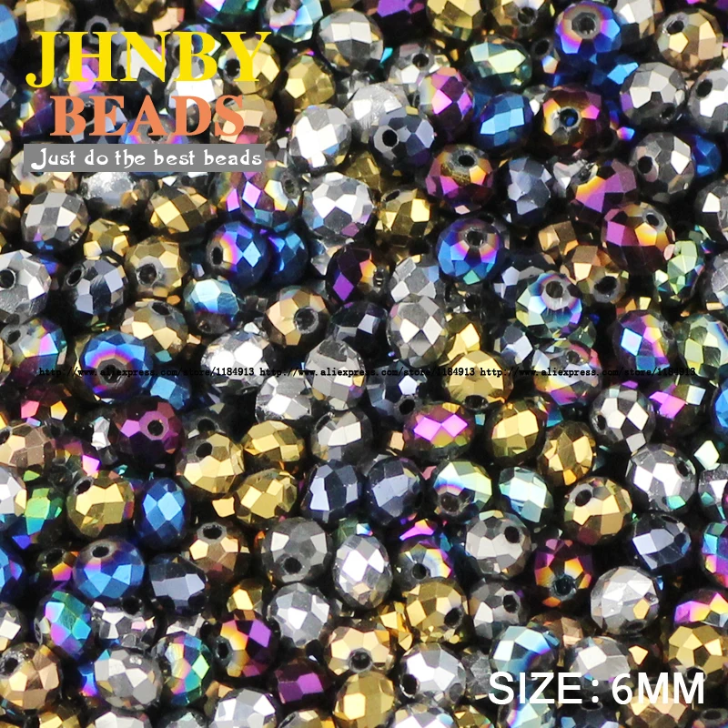 JHNBY плоские круглые бусины из австрийского хрусталя, 6 мм, 50 шт., высокое качество, свободные бусины, плакированный шар, браслет, ожерелье, ювелирное изделие, сделай сам