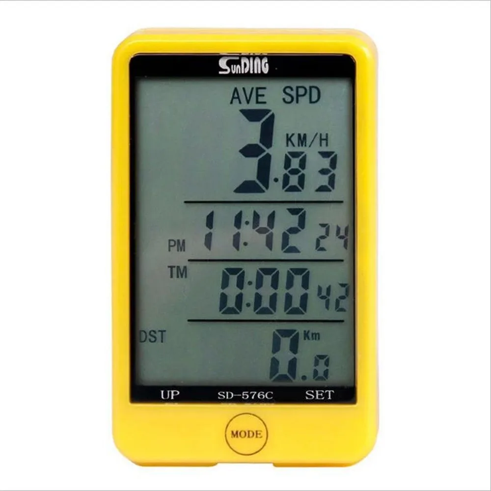 SD-576C режим сенсорный беспроводной Велосипедный компьютер измеритель скорости и ЖК-Спидометр с фоновой подсветкой цифровой аналоговый Спидометр 40J10 - Цвет: Цвет: желтый