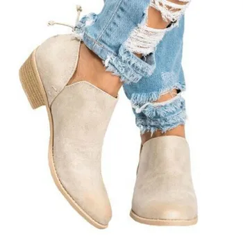 

Nice Spring Autumn Fashion Women Butterfly-knot Chelsea Boots Slip-On Med High Heels Pointed Toe Shoes Size 62