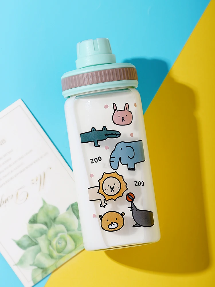 Glass Water Bottle Portable High Borosilicate Glass Sports Water Bottle With Tea Infuser Straw Phone Holder Drinkware 350&500ML