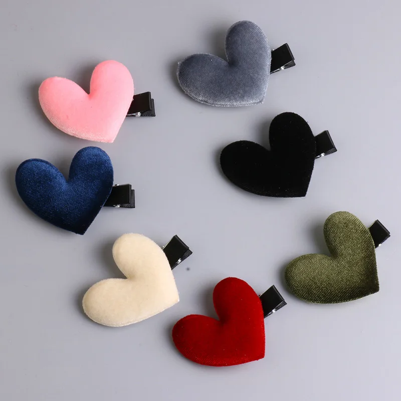 

1pc Velvet Heart Little Girls Side Hair Clips Cute Bangs Hairpins Korea Fashion Barrettes Kids Hair Accessories