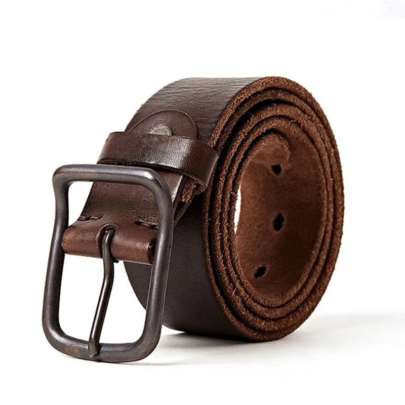 Skup Luksusowy pasek ze skóry naturalnej mężczyźni vintage paski skórzane męskie dżinsy pasek czarny kolor szeroki pasek w pasie czarne stringi