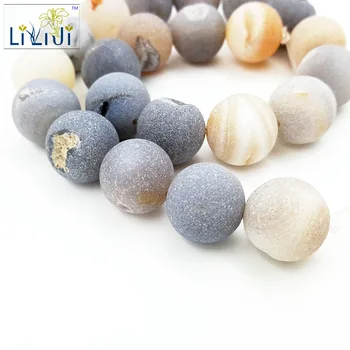 

Lii Ji Unique Matte Dye Crey Crystal Agates 18mm Round Shape beads approx 39cm DIY