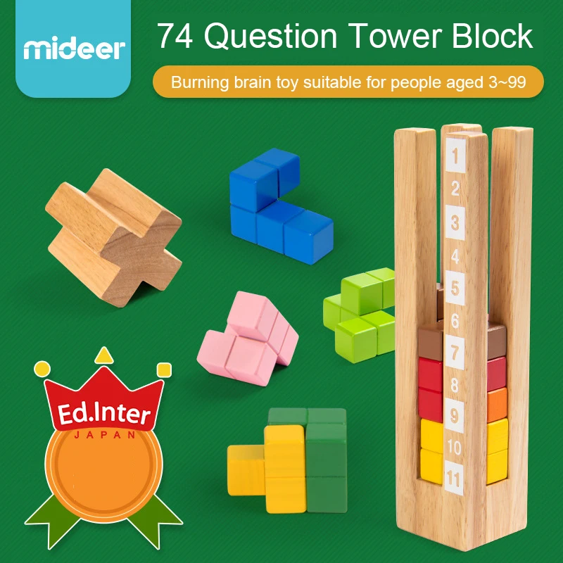 

MiDeer Japan tower block toys with 74 question Children Intelligence Development Building Blocks Logic Thinking toys 3Y+