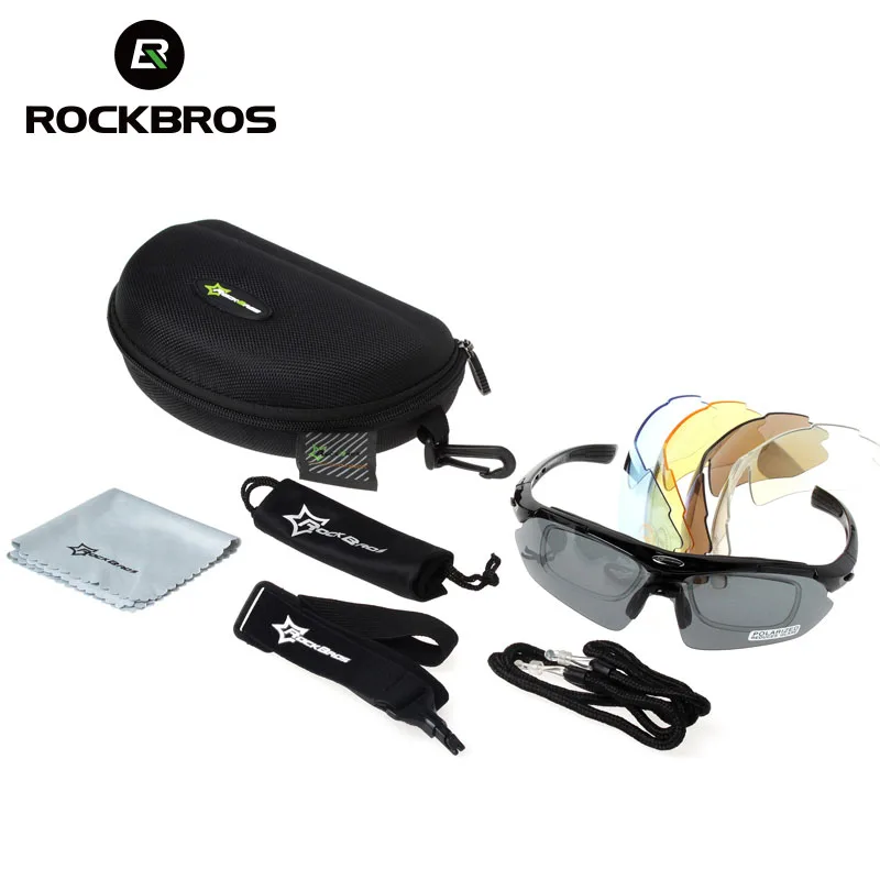 Очки велосипедные ROCKBROS поляризационные с 5 линзами Спортивные UV400 в оправе для