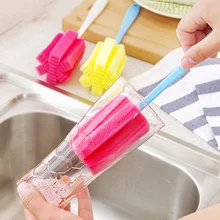 Long Handle Easy Cup Brush Sponge Cleaner Cleaning Brush Bottle Glass Cup Scrubber Washing Cleaning Kitchen Tool