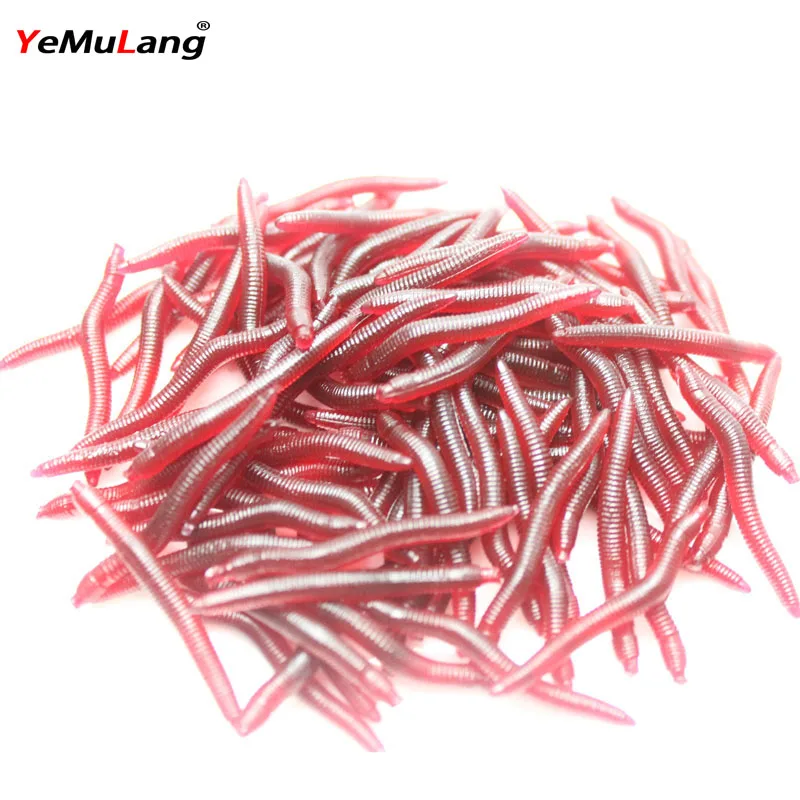 Hot 100pcs 0.3g/3.7cm Soft Lure Earth Worm Fishing Tackle Artificial Bait Carp Pesca Fishing Lures Fishing Shipping BB284 Z20